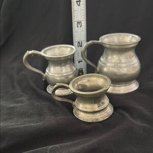 Set of three pewter gills